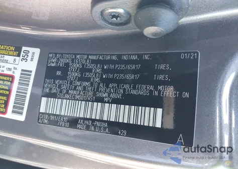 2021 Toyota Sienna Xle z USA, uszkodzony, nr VIN 5TDJRKEC1MS017451